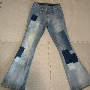 New York & Company flared patch jeans